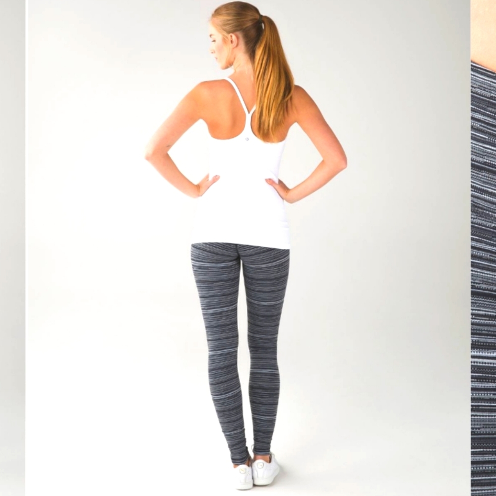 - Lululemon cyber stripe coal gray wunder under full length leggings